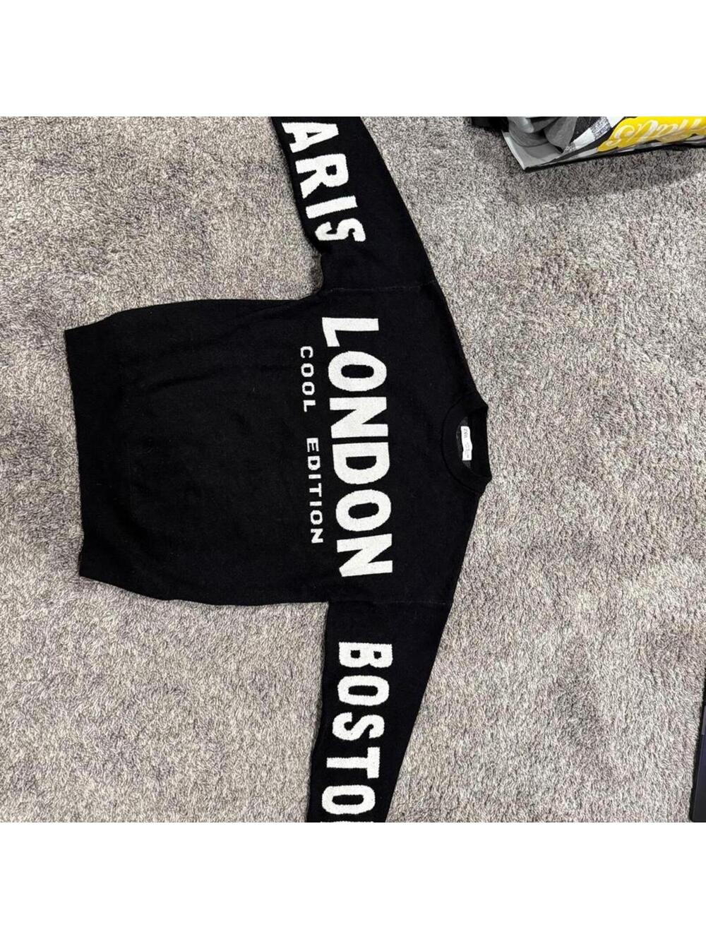 Zara Black Sweater with City Names - London, Boston, Paris